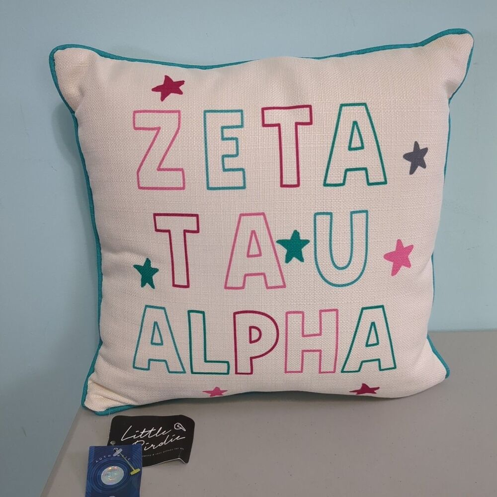 Zeta Tau Alpha Sorority Tones Pillow little birdie new with tags
